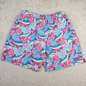 Men's Vineyard Vines Swim Trunks Shorts Marlin Coral Pink Resort Blue Size Large